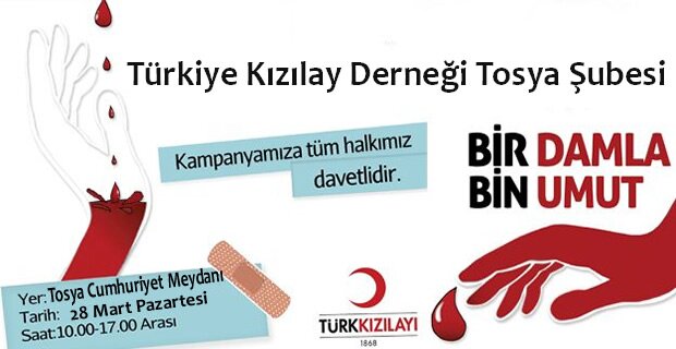 Kızılay 28 Mart'ta Tosya'da Kan Bağışı Düzenleyecek