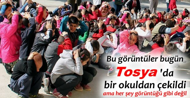 TOSYA’DA MİNİK ÖĞRENCİLER YANGIN TATBİKATI YAPTI