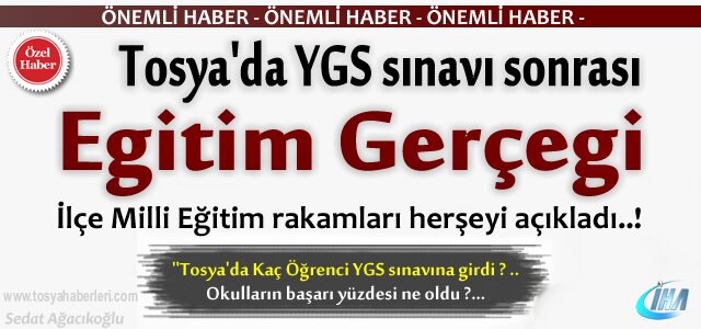 YGS SINAV SONUÇLARINA GÖRE TOSYA'DA MİLLİ EĞİTİM GERÇEĞİ