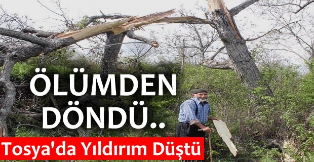 TOSYA'DA KALEYAKASINA YILDIRIM DÜŞTÜ