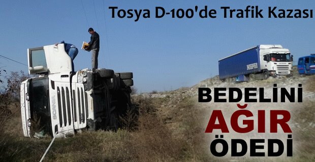 TOSYA'DA TIR SÜRÜCÜSÜ DİREKSİYON BAŞINDA UYUYAKALDI