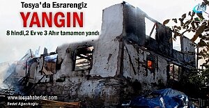 Tosya'da Yangında 2 ev ve 3 ahır Yandı