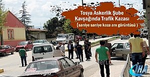 Tosya'da Trafik Kazası Saniye Saniye Güvenlik Kamerası görüntüsü