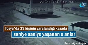 Tosya’da Otobüs kazası güvenlik kamera görüntüsü