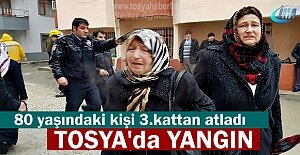Tosyada 3 katta çıkan yangında...