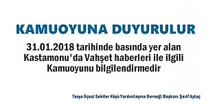 Tosya İlçesi Sekiler Köyü Yardımlaşma Derneği Kamuoyu bilgilendirmesi