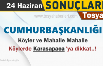 24 HAZİRAN CUMHURBAŞKANLIĞI TOSYA KÖY VE MAHALLE SONUÇLARI