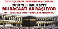 2013 HAC KAYITLARI BAŞLADI