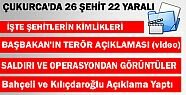 Hakkari Çukurca'da 26 Askerimiz Şehit oldu Video Görüntüleri Başbakanın Şehit Açıklaması