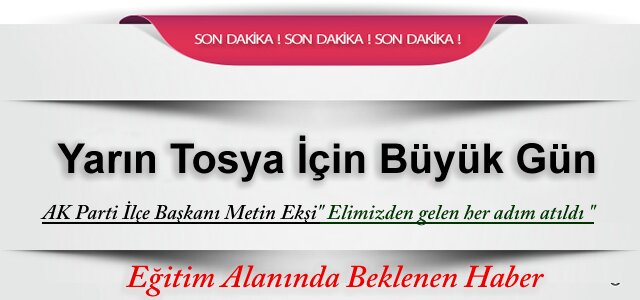 TOSYA FEN LİSESİ İÇİN SON ŞANS 15 MAYIS