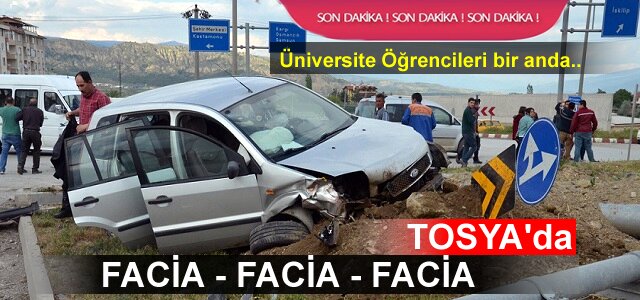 TOSYA'DA TRAFİK KAZASI-ÜNİVERSİTE ÖĞRENCİLERİ NE OLDUĞUNU ANLAMADI