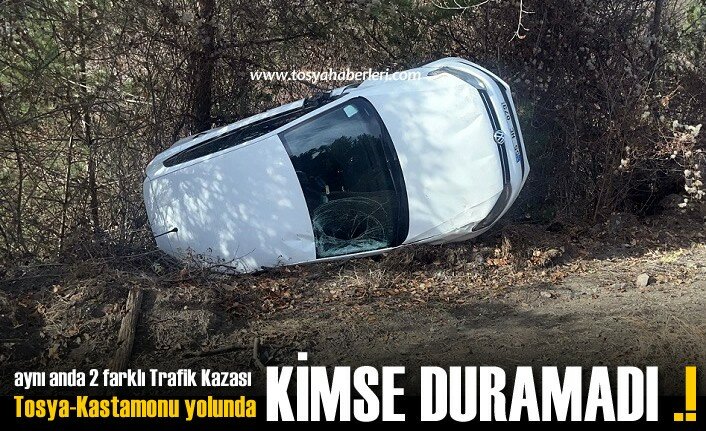 Tosya-Kastamonu yolunda aynı anda iki farklı noktada 2 Ayrı Trafik Kazası