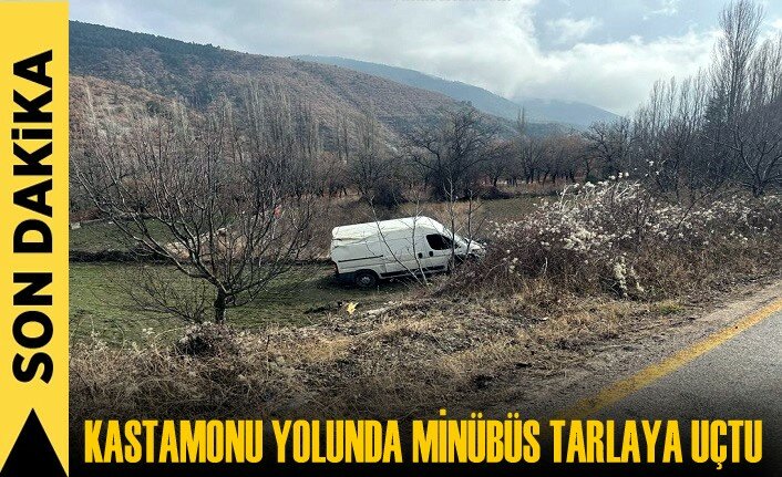KASTAMONU YOLUNDA MİNİBÜS TARLAYA UÇTU