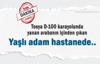 Tosya'da Trafik Kazasında Yanan Otomobilin içinden...