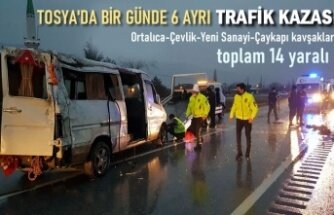 TOSYA'DA 1 GÜNDE 6 TRAFİK KAZASI 14 YARALI