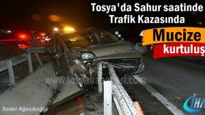 Tosya’da Sahurda meydana gelen kazada mucize kurtuluş